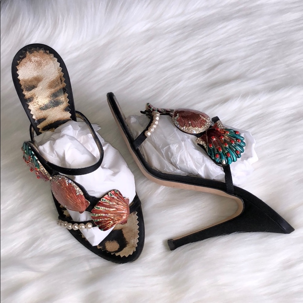 Roberto Cavalli Sea Shell Pearl Crystal Shoes 38 8 - Picture 2 of 8